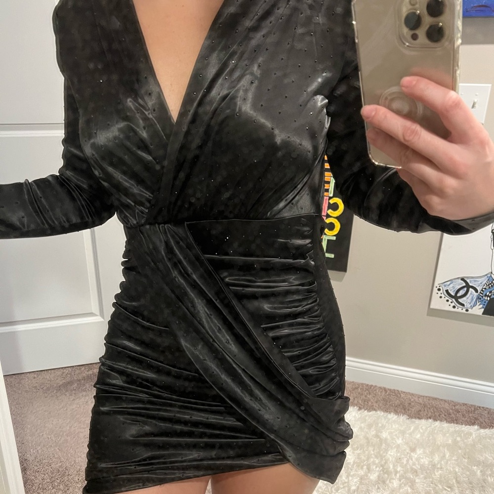 Black sparkle dress.